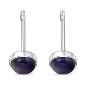 Amethyst Stone Round Sterling Silver Stud Earrings, e440st